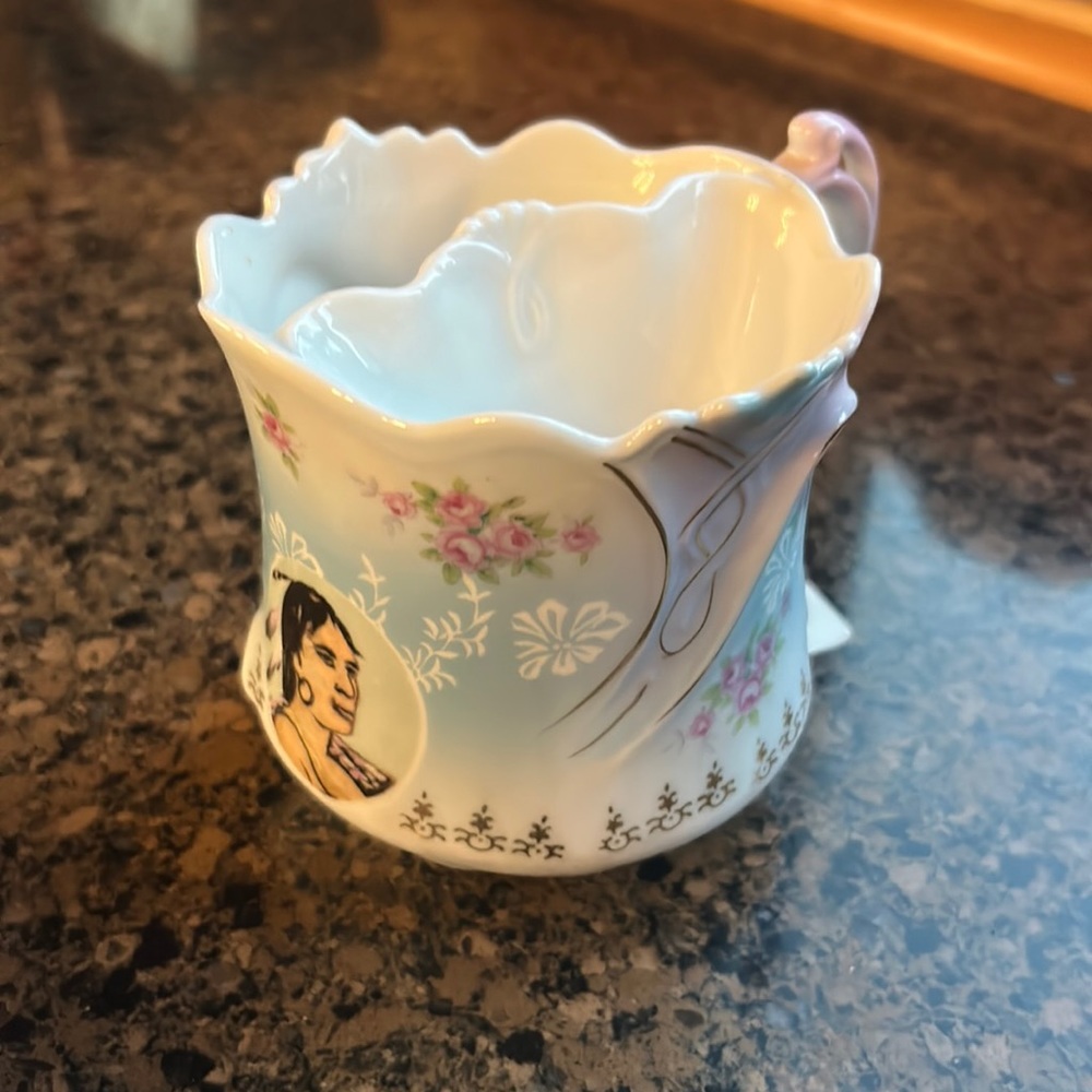 Brandenburg Vintage Porcelain Mustache Shaving Mug Cup w/ Native American Indian
